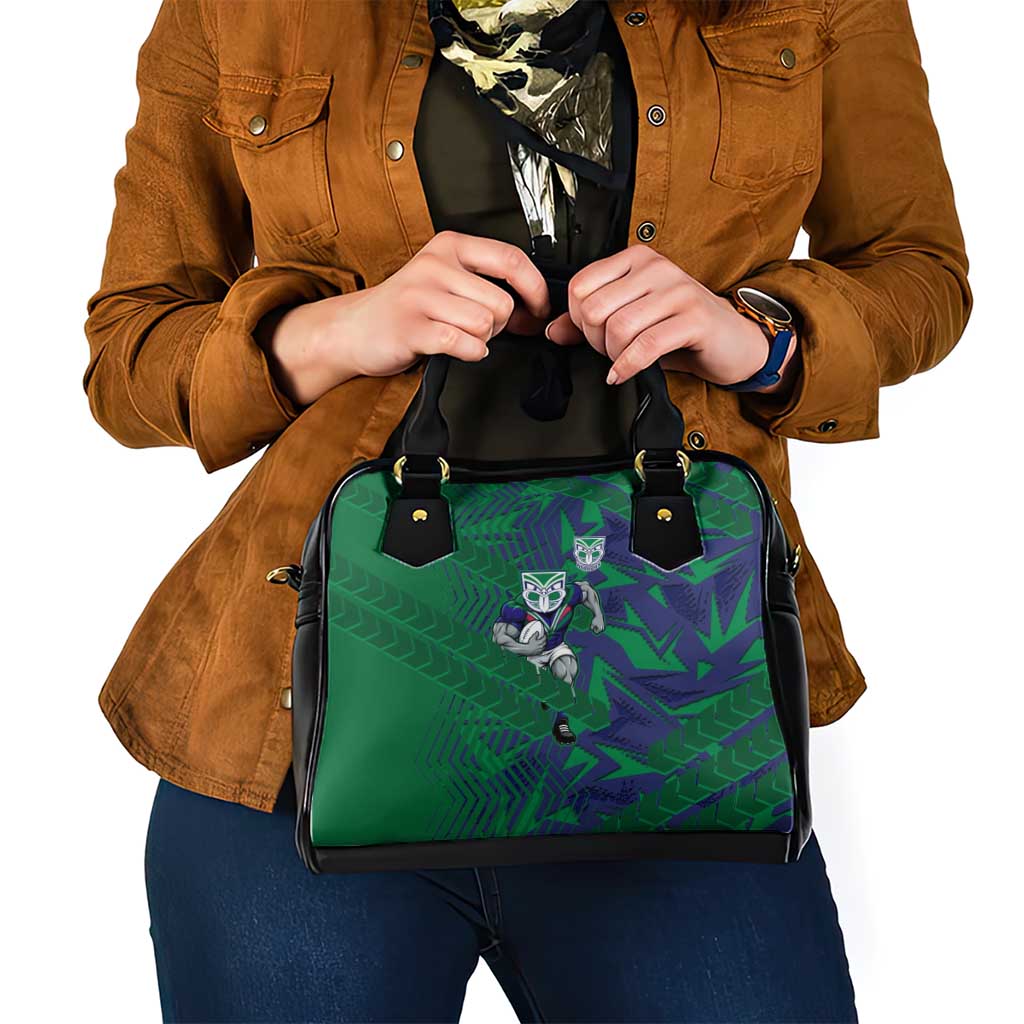 New Zealand Warriors Rugby Shoulder Handbag Fierce Mascot Geometric Tribal Art