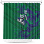 New Zealand Warriors Rugby Shower Curtain Fierce Mascot Geometric Tribal Art