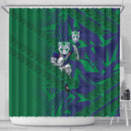 New Zealand Warriors Rugby Shower Curtain Fierce Mascot Geometric Tribal Art