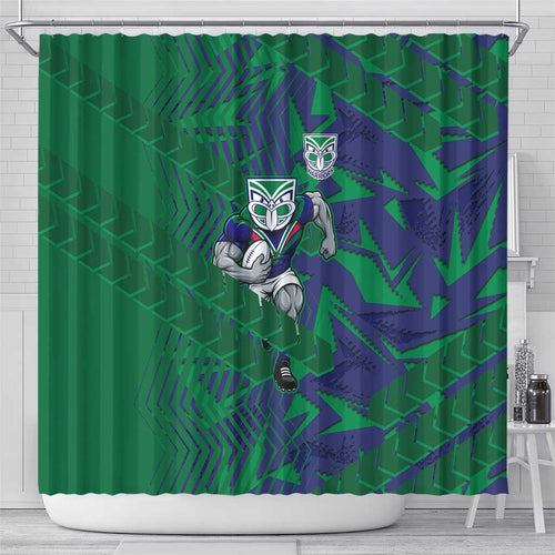 New Zealand Warriors Rugby Shower Curtain Fierce Mascot Geometric Tribal Art