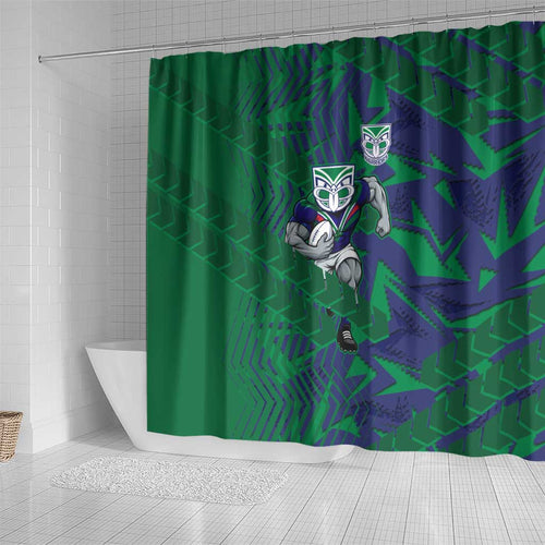 New Zealand Warriors Rugby Shower Curtain Fierce Mascot Geometric Tribal Art