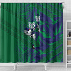 New Zealand Warriors Rugby Shower Curtain Fierce Mascot Geometric Tribal Art