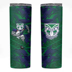 New Zealand Warriors Rugby Skinny Tumbler Fierce Mascot Geometric Tribal Art