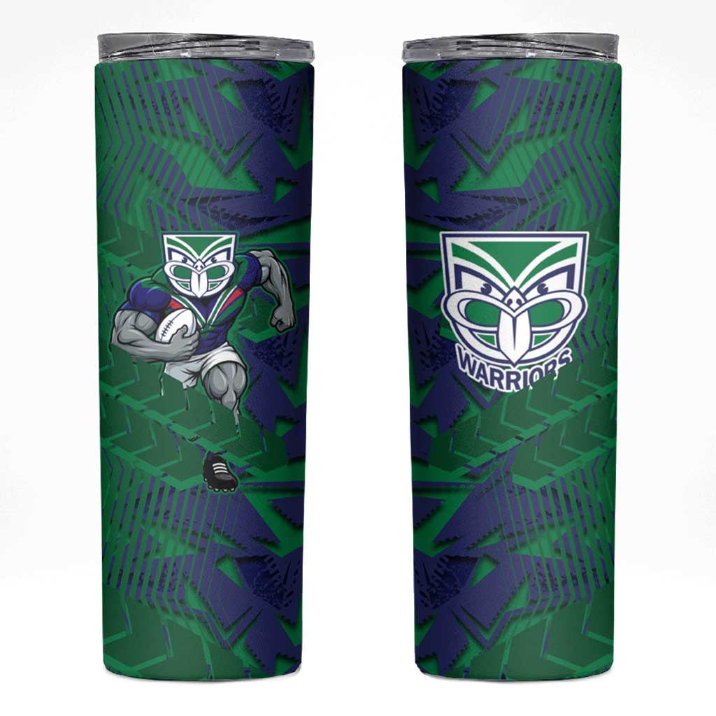 New Zealand Warriors Rugby Skinny Tumbler Fierce Mascot Geometric Tribal Art