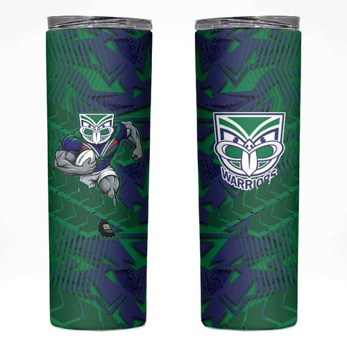 New Zealand Warriors Rugby Skinny Tumbler Fierce Mascot Geometric Tribal Art