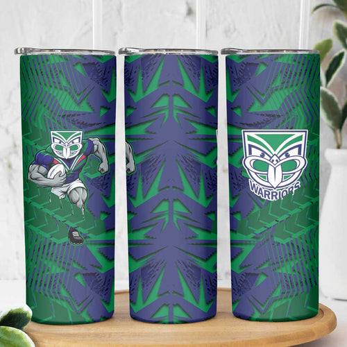 New Zealand Warriors Rugby Skinny Tumbler Fierce Mascot Geometric Tribal Art