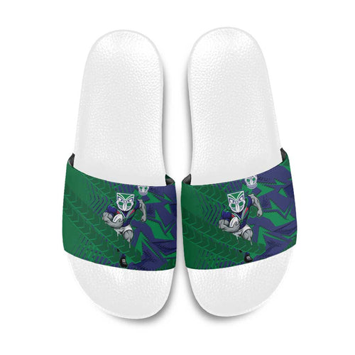 New Zealand Warriors Rugby Slide Sandals Fierce Mascot Geometric Tribal Art