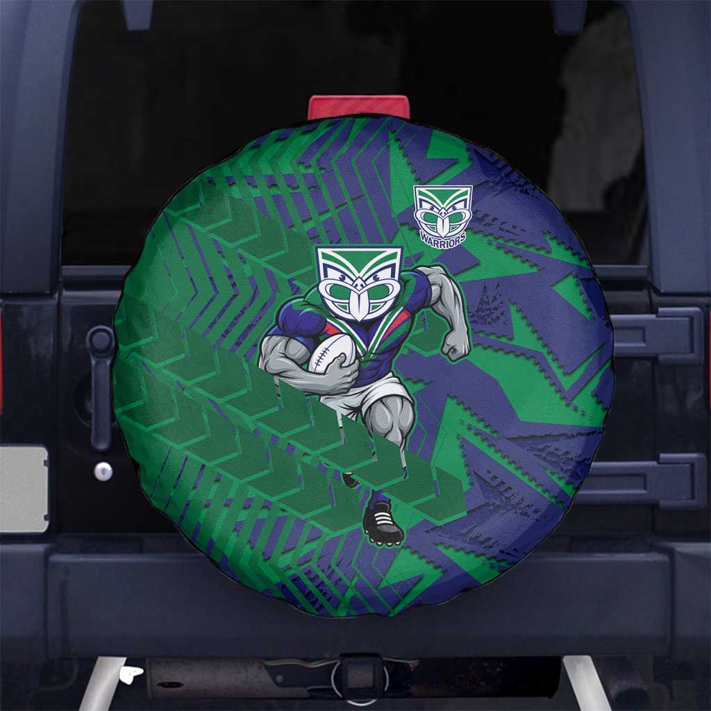 New Zealand Warriors Rugby Spare Tire Cover Fierce Mascot Geometric Tribal Art