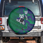 New Zealand Warriors Rugby Spare Tire Cover Fierce Mascot Geometric Tribal Art
