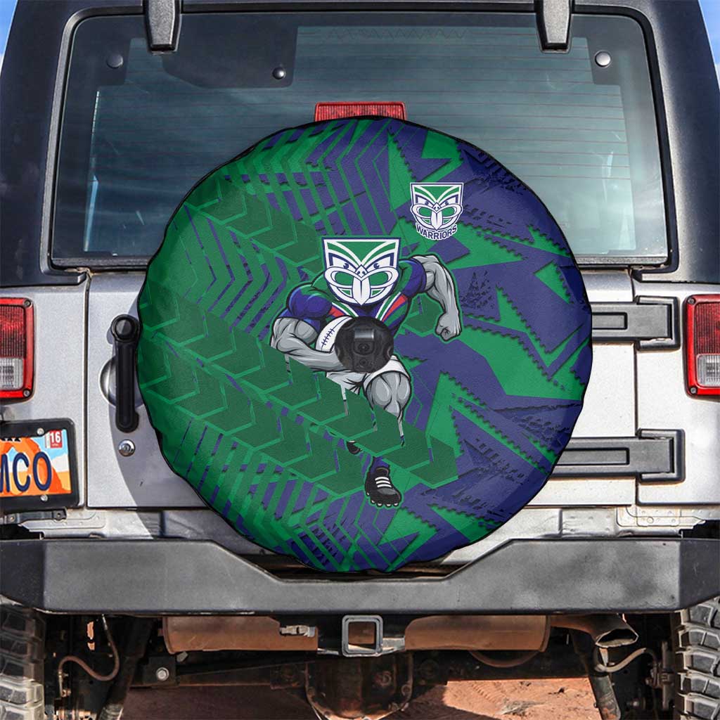 New Zealand Warriors Rugby Spare Tire Cover Fierce Mascot Geometric Tribal Art