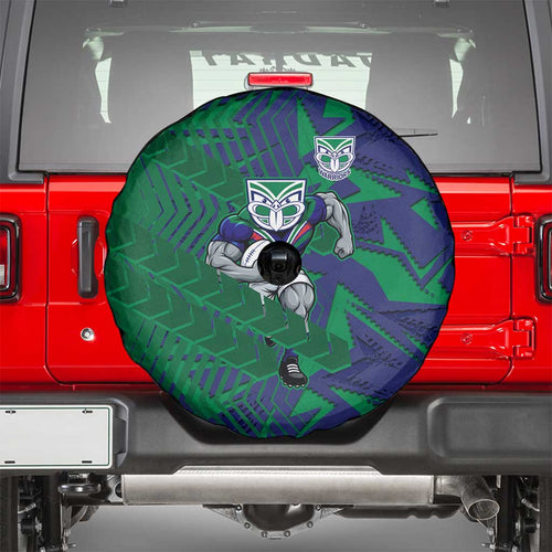 New Zealand Warriors Rugby Spare Tire Cover Fierce Mascot Geometric Tribal Art