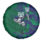 New Zealand Warriors Rugby Spare Tire Cover Fierce Mascot Geometric Tribal Art