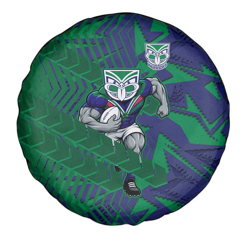 New Zealand Warriors Rugby Spare Tire Cover Fierce Mascot Geometric Tribal Art