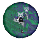 New Zealand Warriors Rugby Spare Tire Cover Fierce Mascot Geometric Tribal Art