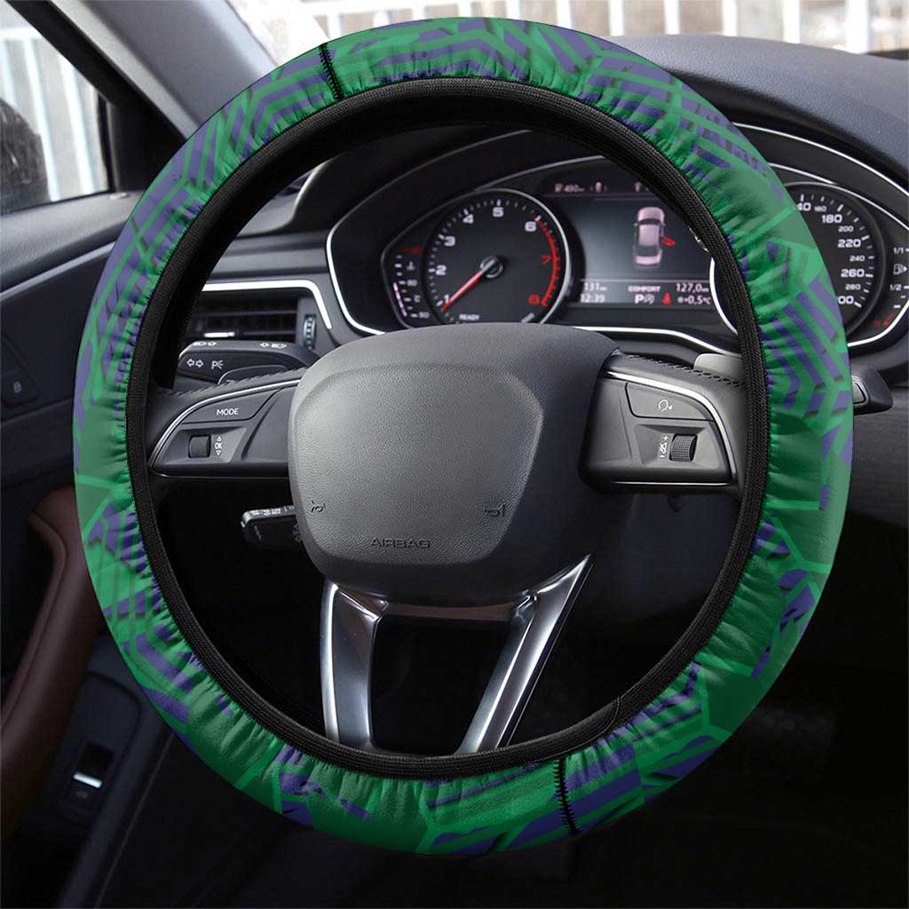 New Zealand Warriors Rugby Steering Wheel Cover Fierce Mascot Geometric Tribal Art