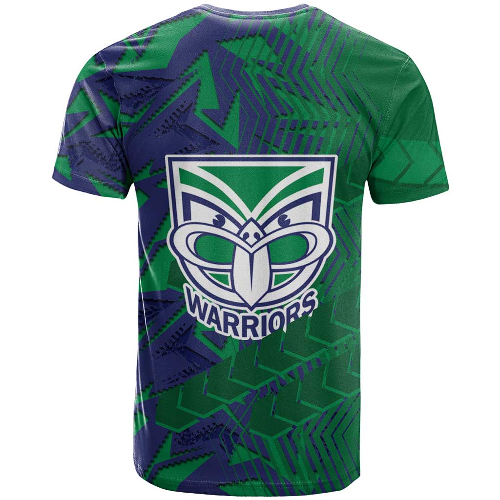 New Zealand Warriors Rugby T Shirt Fierce Mascot Geometric Tribal Art