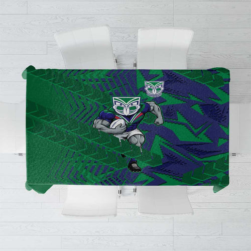New Zealand Warriors Rugby Tablecloth Fierce Mascot Geometric Tribal Art