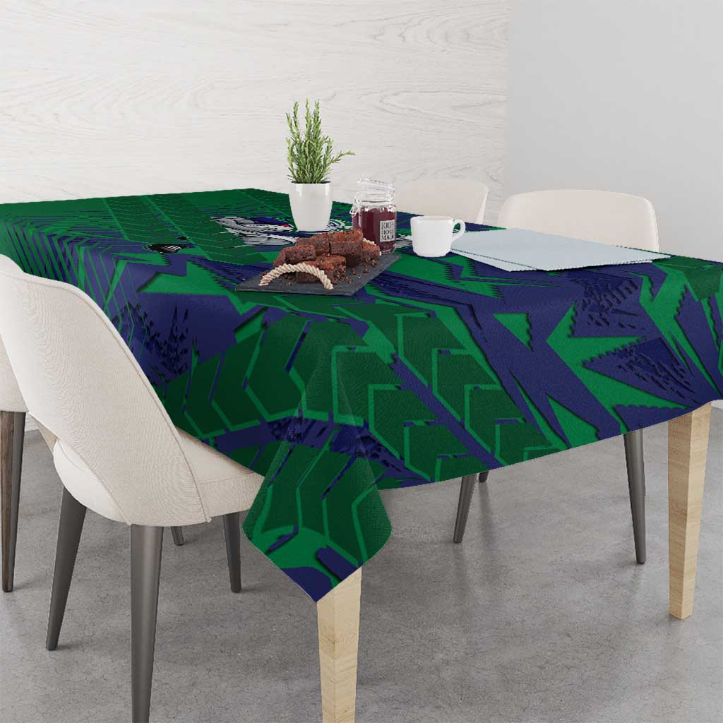 New Zealand Warriors Rugby Tablecloth Fierce Mascot Geometric Tribal Art