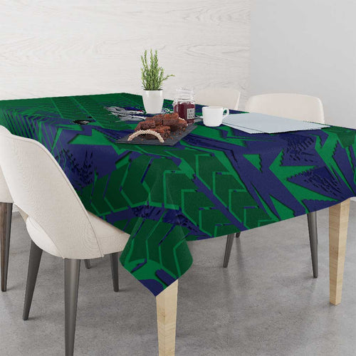 New Zealand Warriors Rugby Tablecloth Fierce Mascot Geometric Tribal Art