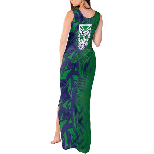 New Zealand Warriors Rugby Tank Maxi Dress Fierce Mascot Geometric Tribal Art