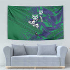 New Zealand Warriors Rugby Tapestry Fierce Mascot Geometric Tribal Art