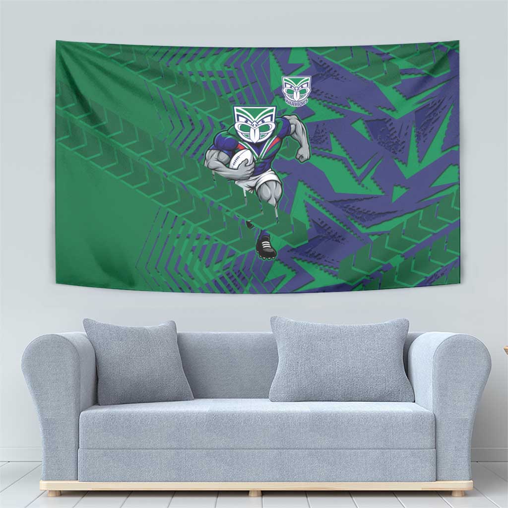 New Zealand Warriors Rugby Tapestry Fierce Mascot Geometric Tribal Art