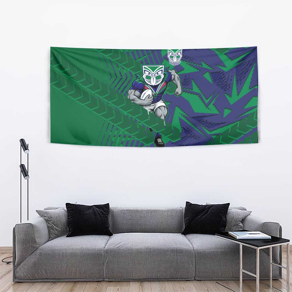 New Zealand Warriors Rugby Tapestry Fierce Mascot Geometric Tribal Art