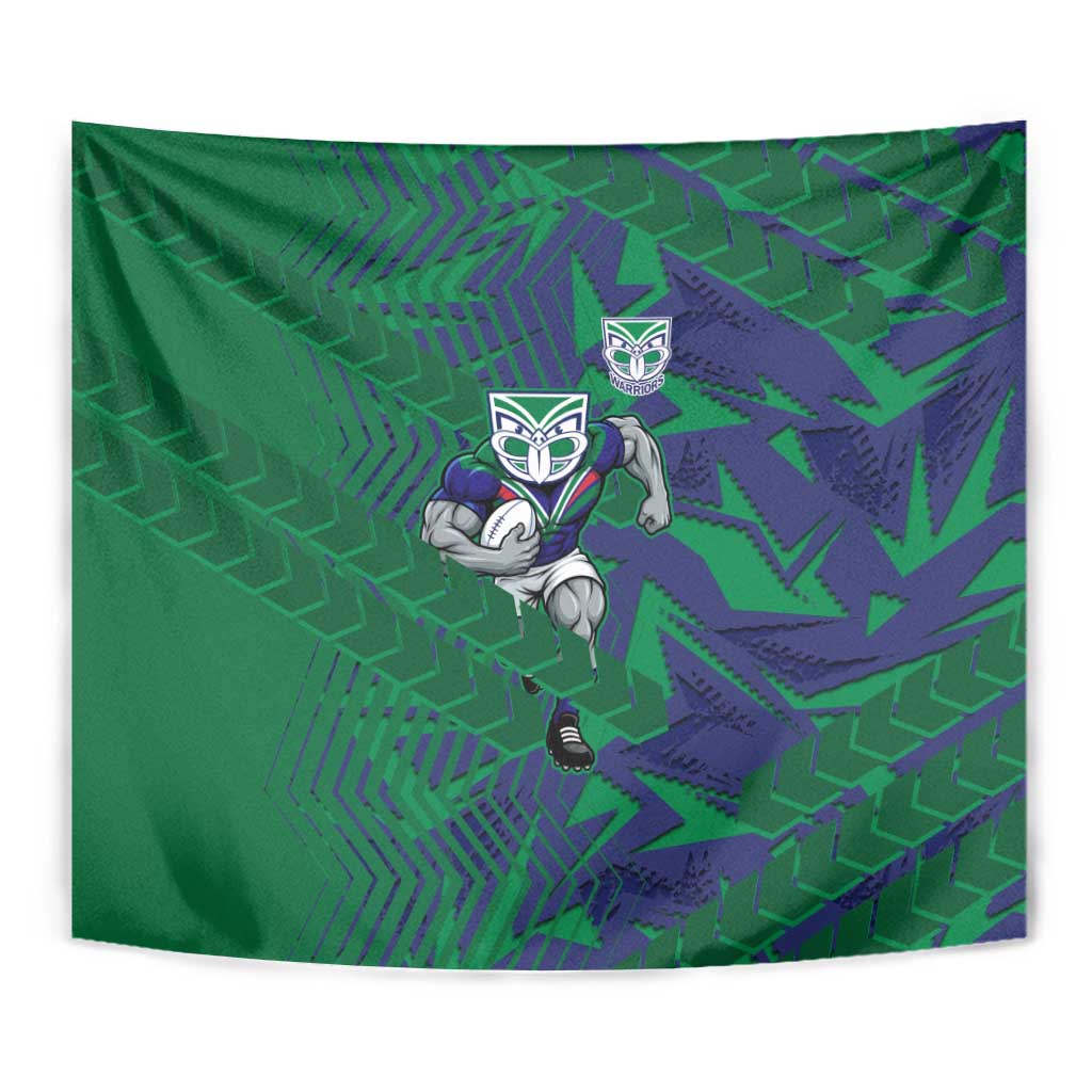 New Zealand Warriors Rugby Tapestry Fierce Mascot Geometric Tribal Art