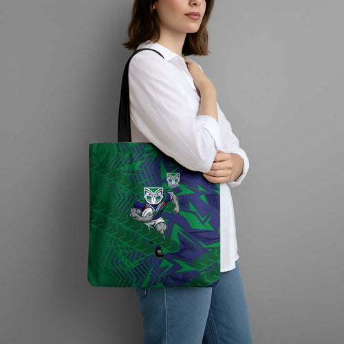 New Zealand Warriors Rugby Tote Bag Fierce Mascot Geometric Tribal Art