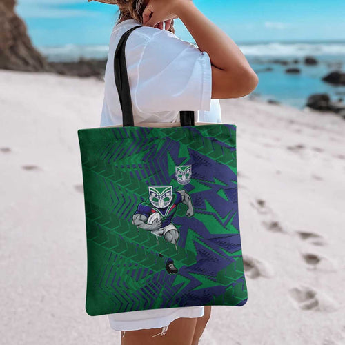 New Zealand Warriors Rugby Tote Bag Fierce Mascot Geometric Tribal Art