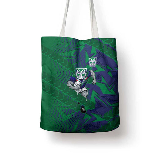 New Zealand Warriors Rugby Tote Bag Fierce Mascot Geometric Tribal Art