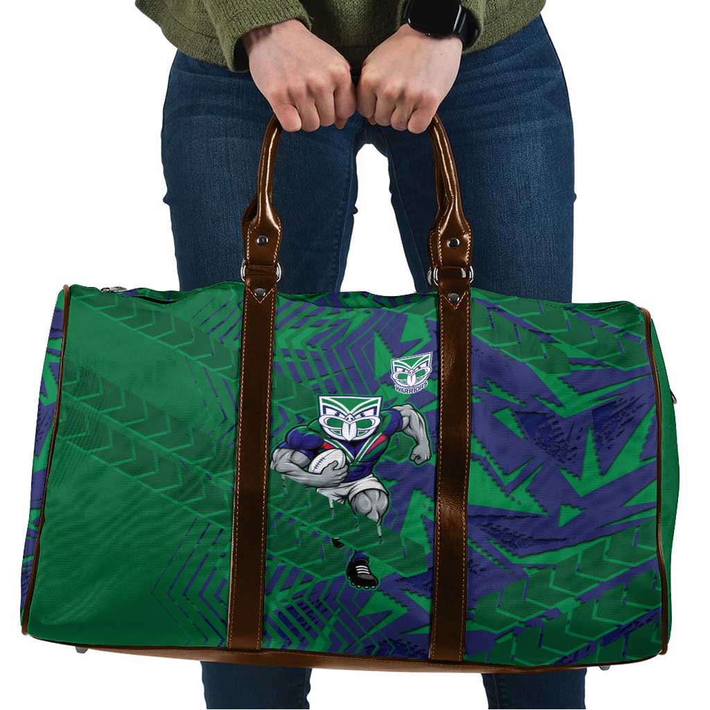 New Zealand Warriors Rugby Travel Bag Fierce Mascot Geometric Tribal Art