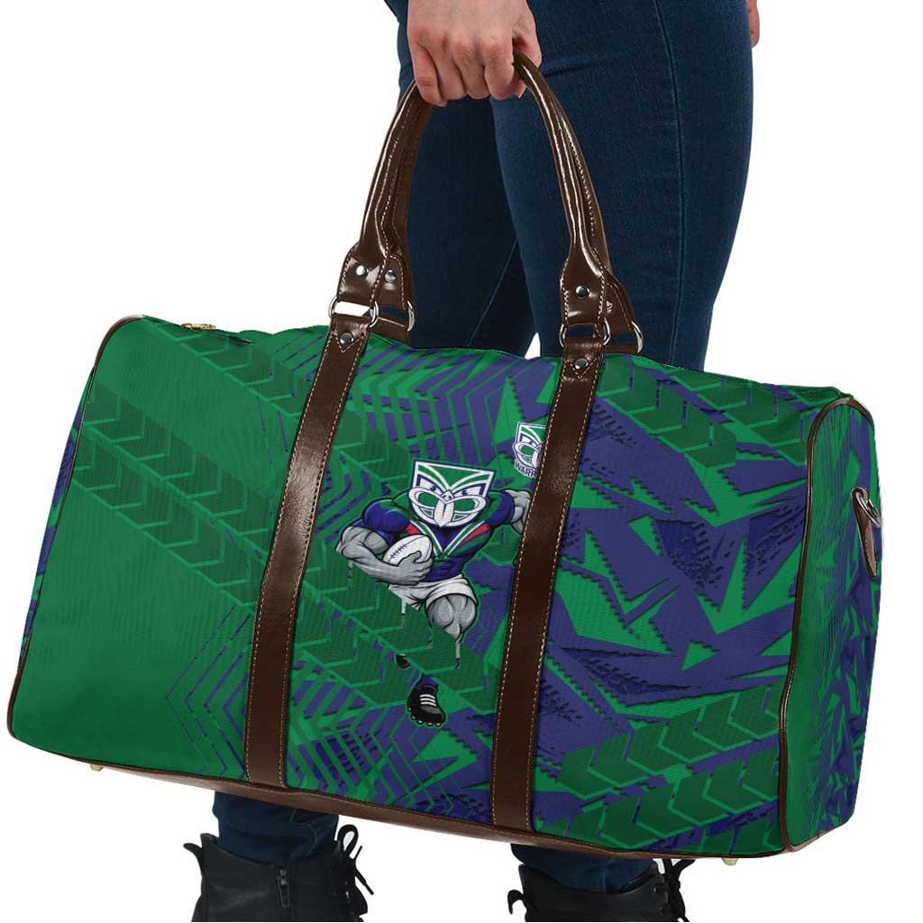 New Zealand Warriors Rugby Travel Bag Fierce Mascot Geometric Tribal Art