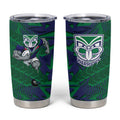 New Zealand Warriors Rugby Tumbler Cup Fierce Mascot Geometric Tribal Art