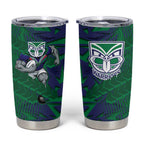 New Zealand Warriors Rugby Tumbler Cup Fierce Mascot Geometric Tribal Art