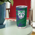 New Zealand Warriors Rugby Tumbler Cup Fierce Mascot Geometric Tribal Art