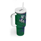 New Zealand Warriors Rugby Tumbler With Handle Fierce Mascot Geometric Tribal Art