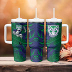 New Zealand Warriors Rugby Tumbler With Handle Fierce Mascot Geometric Tribal Art