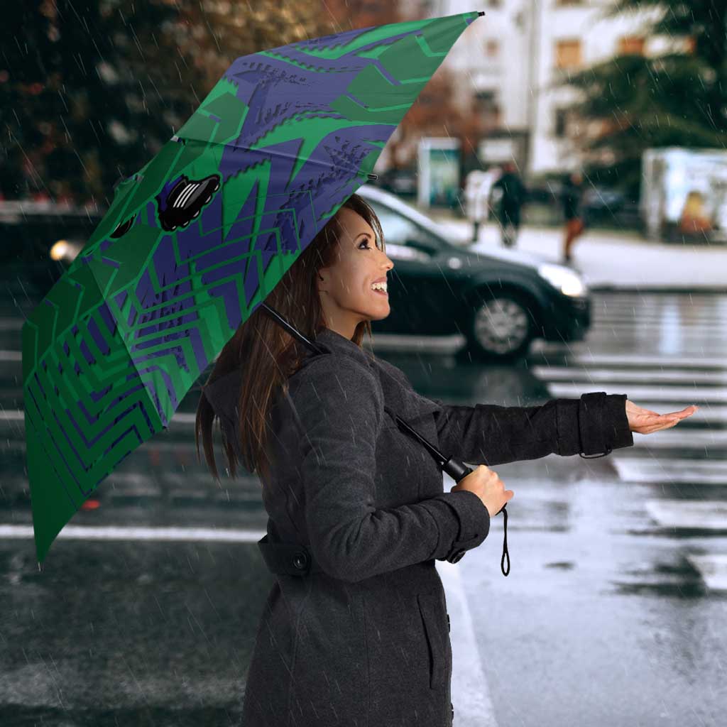 New Zealand Warriors Rugby Umbrella Fierce Mascot Geometric Tribal Art