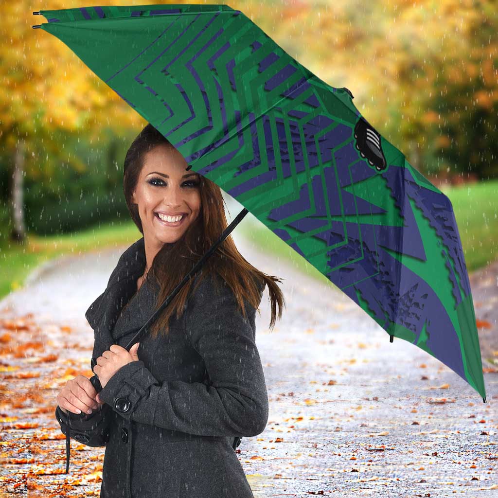 New Zealand Warriors Rugby Umbrella Fierce Mascot Geometric Tribal Art