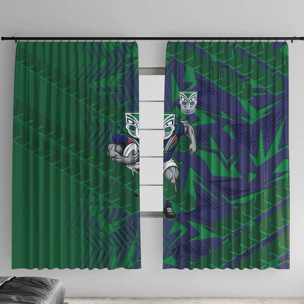 New Zealand Warriors Rugby Window Curtain Fierce Mascot Geometric Tribal Art