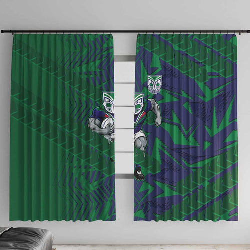 New Zealand Warriors Rugby Window Curtain Fierce Mascot Geometric Tribal Art