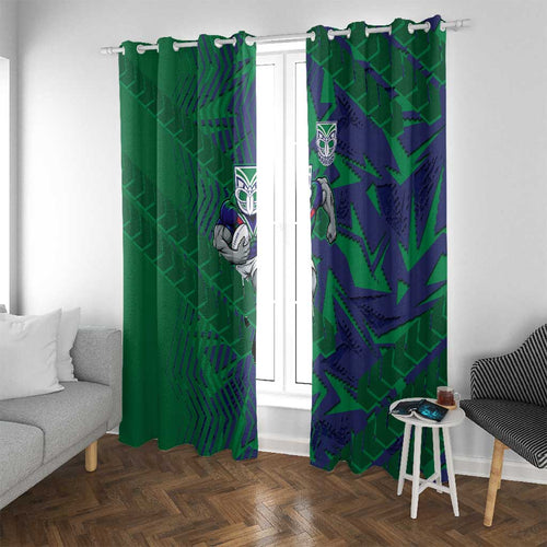 New Zealand Warriors Rugby Window Curtain Fierce Mascot Geometric Tribal Art