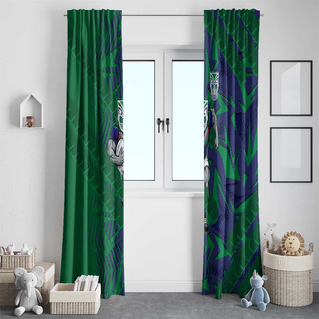 New Zealand Warriors Rugby Window Curtain Fierce Mascot Geometric Tribal Art