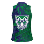 New Zealand Warriors Rugby Women Sleeveless Polo Shirt Fierce Mascot Geometric Tribal Art