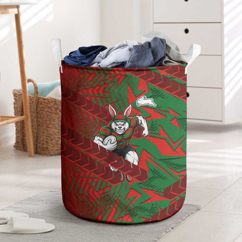 South Sydney Rabbitohs Rugby Laundry Basket Fierce Mascot Geometric Tribal Art