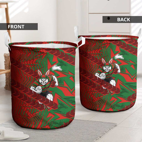 South Sydney Rabbitohs Rugby Laundry Basket Fierce Mascot Geometric Tribal Art