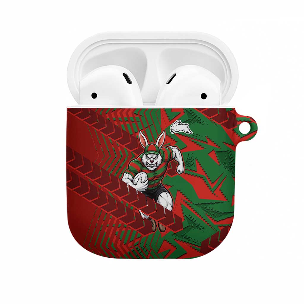 South Sydney Rabbitohs Rugby AirPods Case Fierce Mascot Geometric Tribal Art