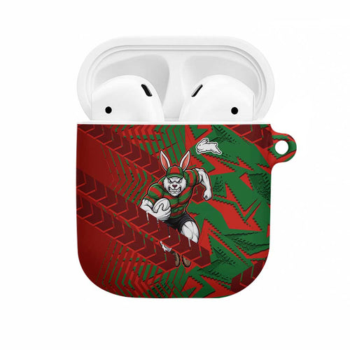 South Sydney Rabbitohs Rugby AirPods Case Fierce Mascot Geometric Tribal Art
