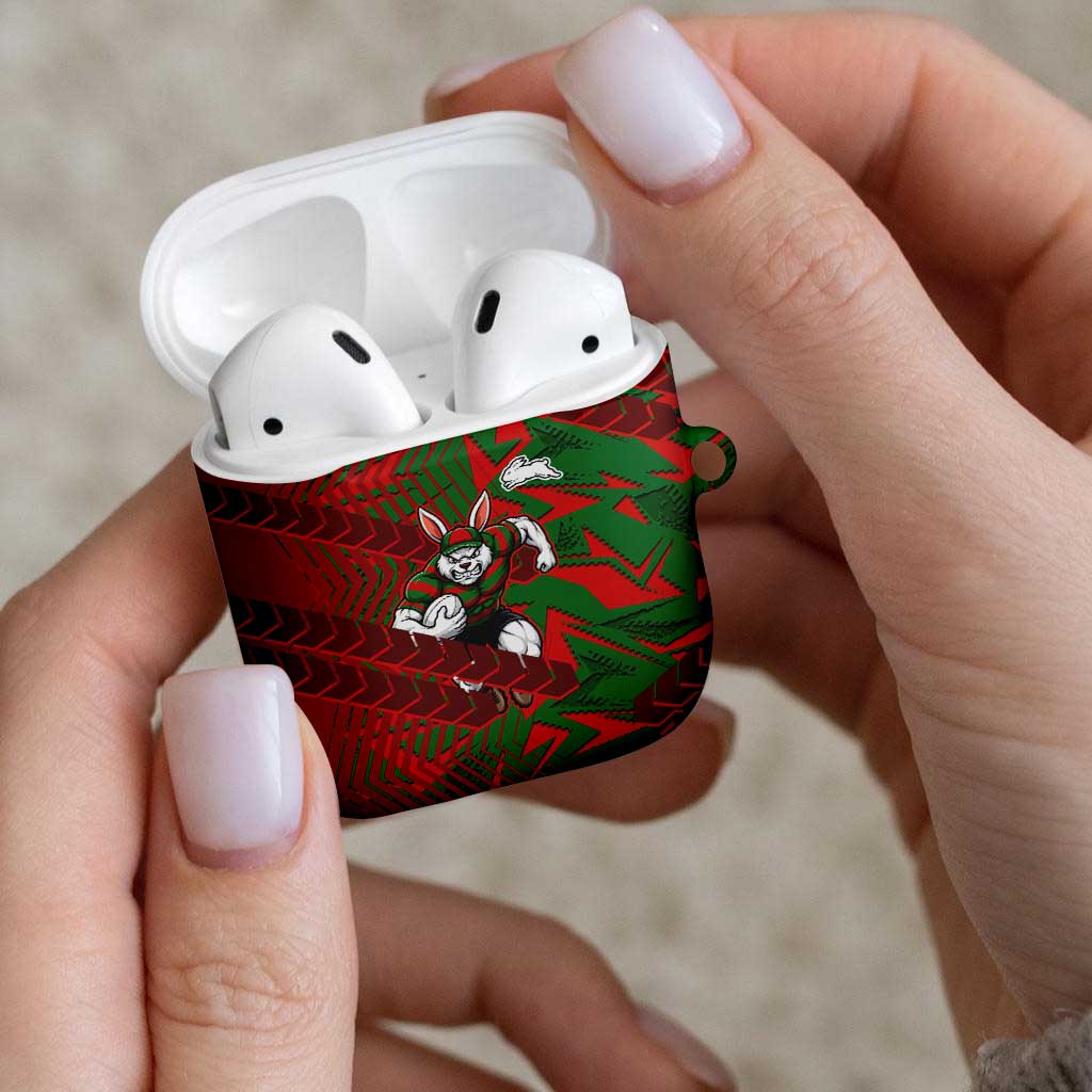 South Sydney Rabbitohs Rugby AirPods Case Fierce Mascot Geometric Tribal Art